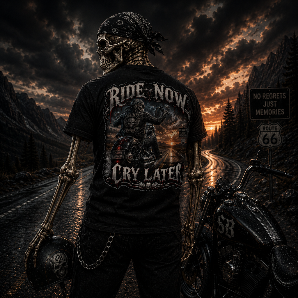 Ride Now. Cry Later. Premium Fitted Tee