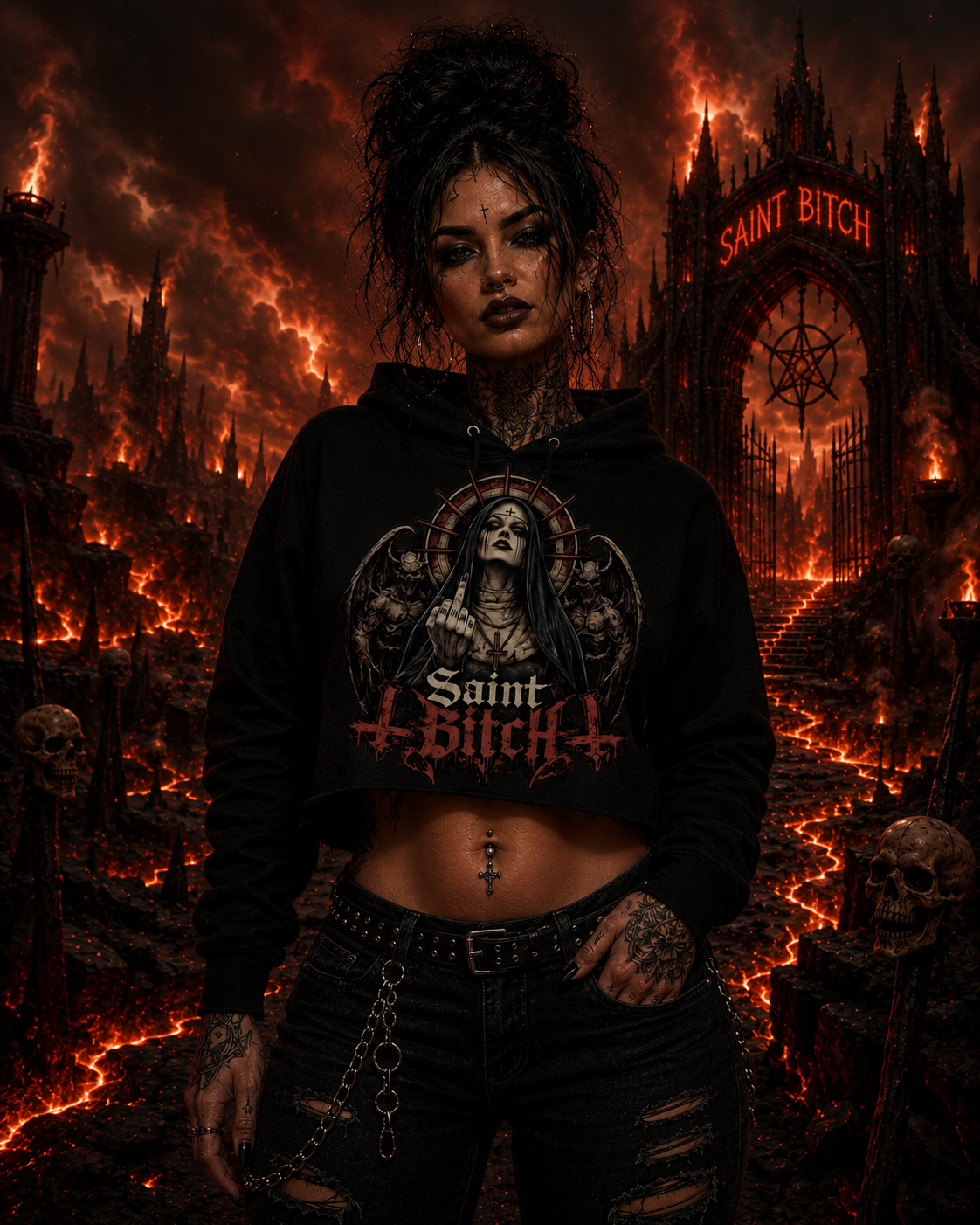 Fallen Saint Cropped Hoodie