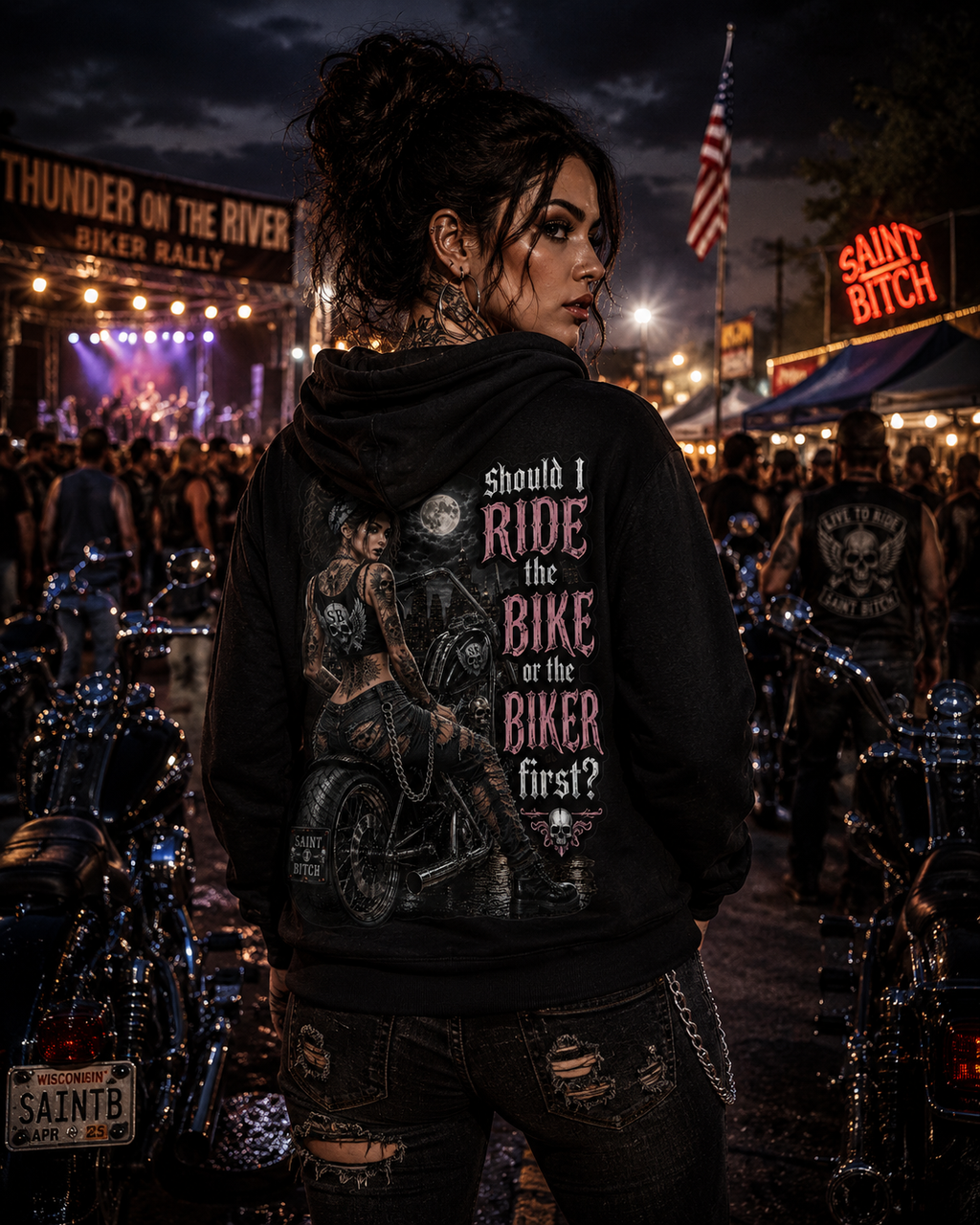 Ride the Bike or the Biker Pullover Hoodie