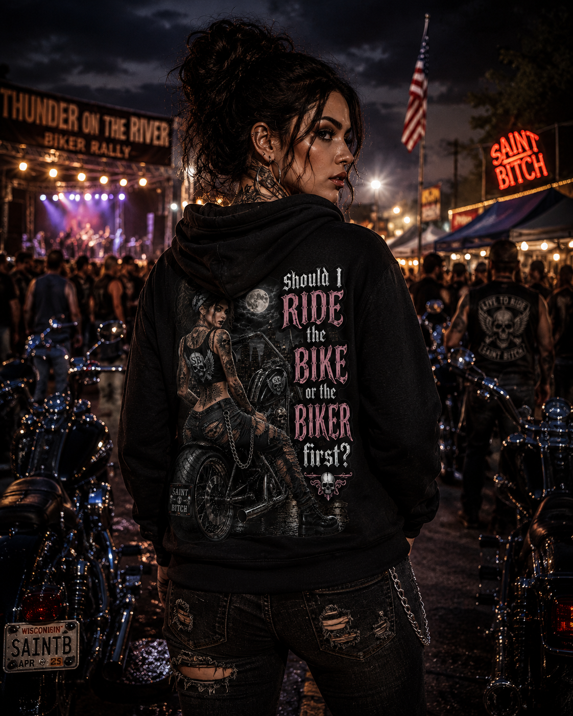 Ride the Bike or the Biker Pullover Hoodie