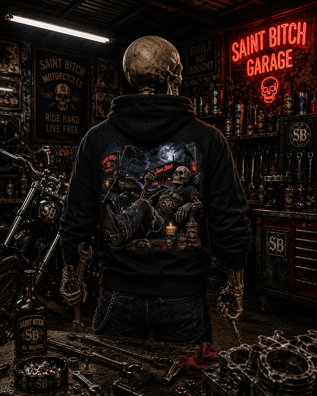 Saint Bitch Garage Pullover Hoodie