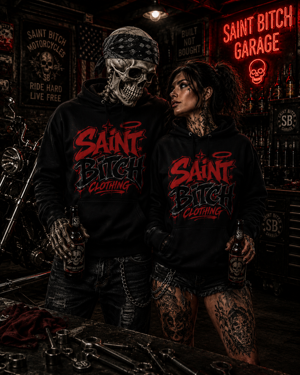 Saint Bitch Graffiti Logo Pullover Hoodie
