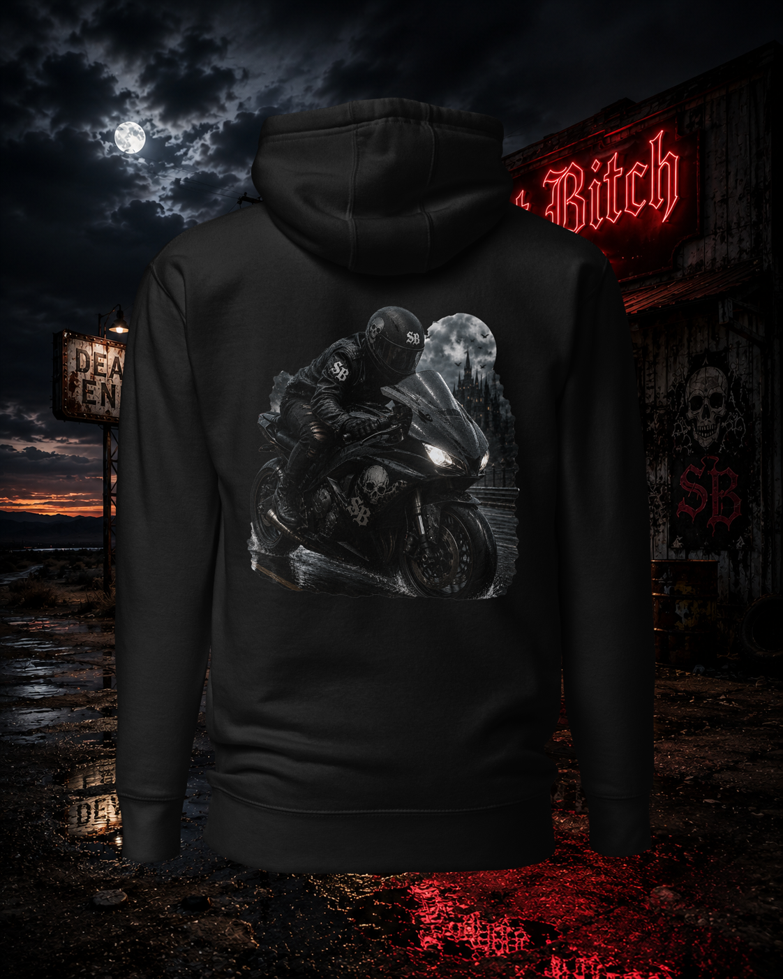 Saint Bitch Gothic Sportbike Pullover Hoodie