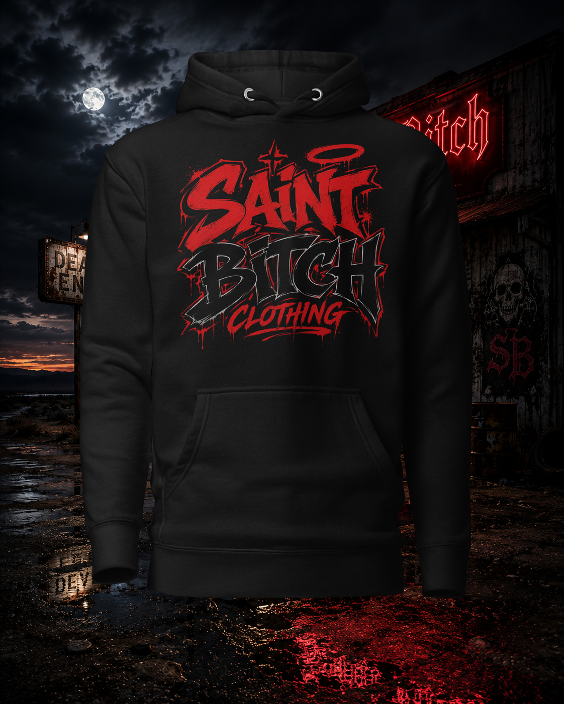 Saint Bitch Graffiti Logo Pullover Hoodie
